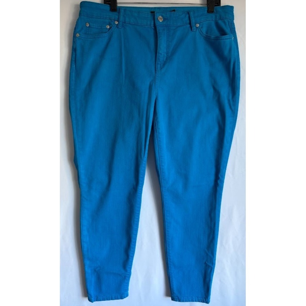 Lauren‎ Ralph Lauren Pants Women 16W Blue Premier Skinny Cropped Stretch Casual